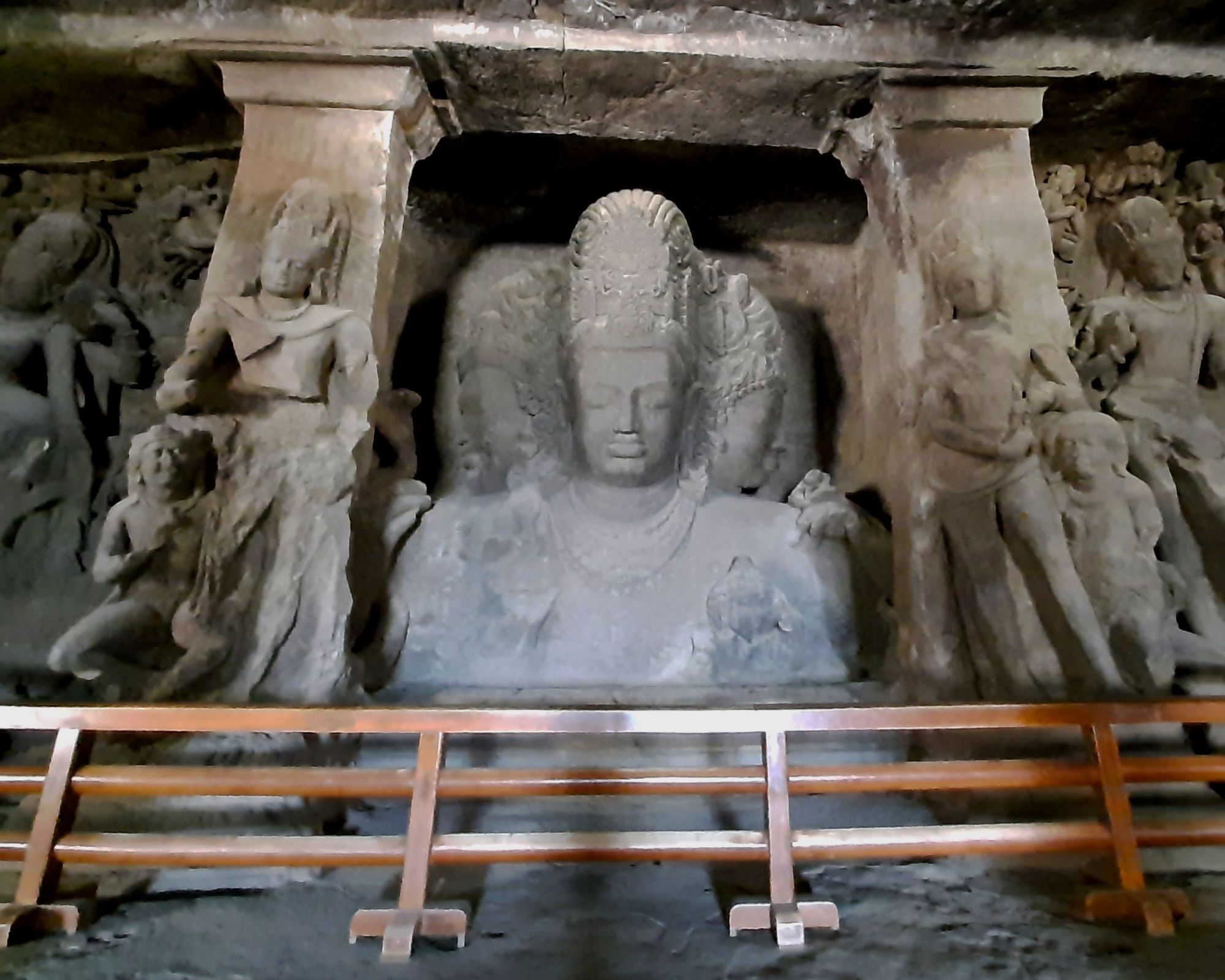 The central shrine of the Maheshmurti at Elephanta
